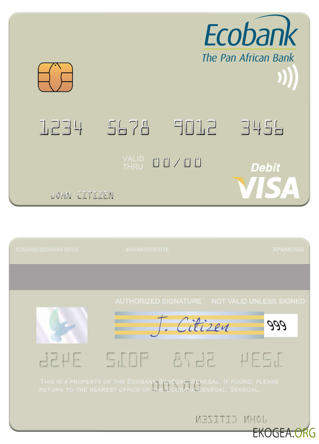 Sénégal Ecobank Sénégal carte de débit visa